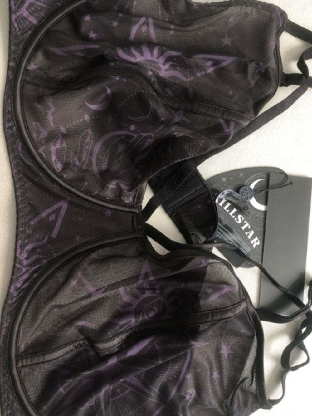 Killstar Black and Purple Sheer Underwire Bra